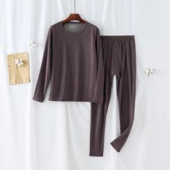 3 Sets Mens Brown Fashion Thermal Underwear Set