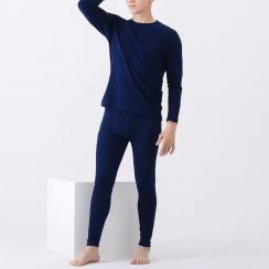 2 Sets Mens Round Neck Slim Thickened Thermal Underwear Set