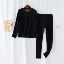 3 Sets Mens Black Slim Fit Thermal Underwear Set