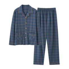 2 Sets Mens Plaid Cotton Pajama Set