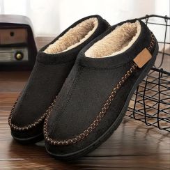 80Pairs Men Casual Comfortable Solid Color Plus Fleece Home Shoes 